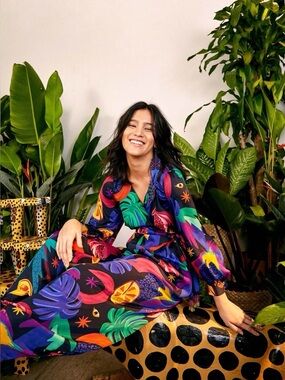 Farm Rio Mystic Jungle Wrap Jumpsuit S NWT